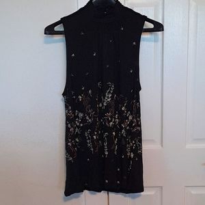 Lucky Brand black floral sleeveless top